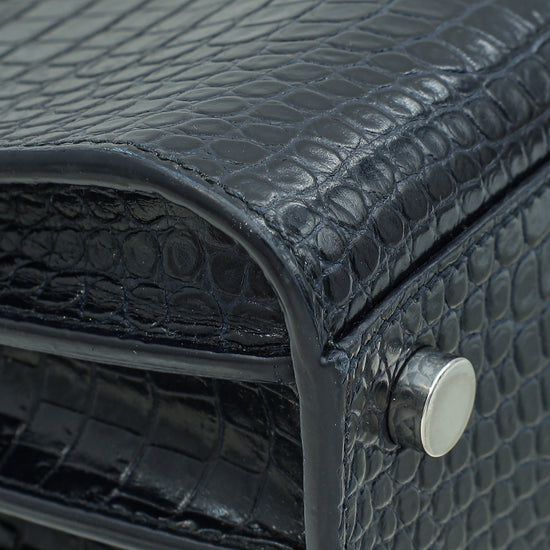 YSL Indigo Blue Sac De Jour Nano Croco Embossed Bag-YSL-THE CLOSET