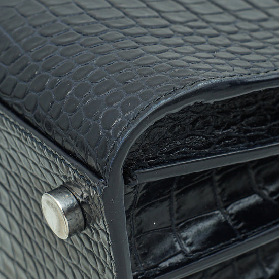 YSL Indigo Blue Sac De Jour Nano Croco Embossed Bag-YSL-THE CLOSET