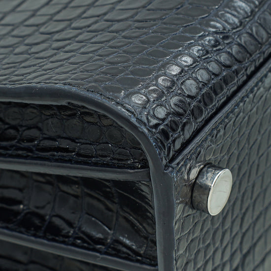 YSL Indigo Blue Sac De Jour Nano Croco Embossed Bag-YSL-THE CLOSET