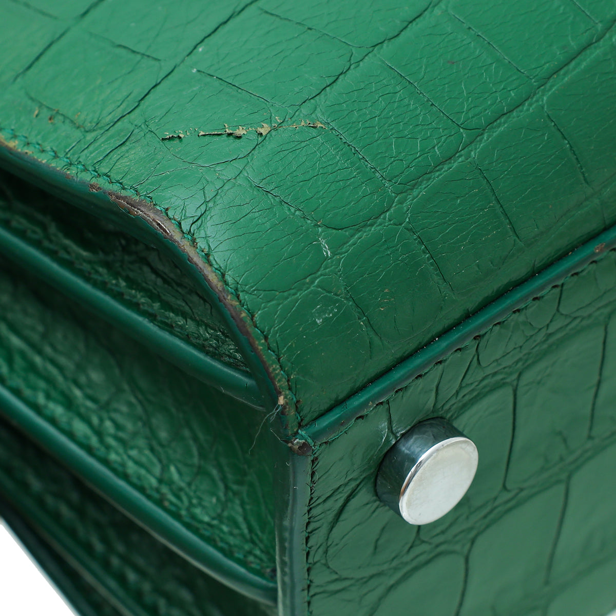 YSL Green Croco Embossed Sac De Jour Nano Bag