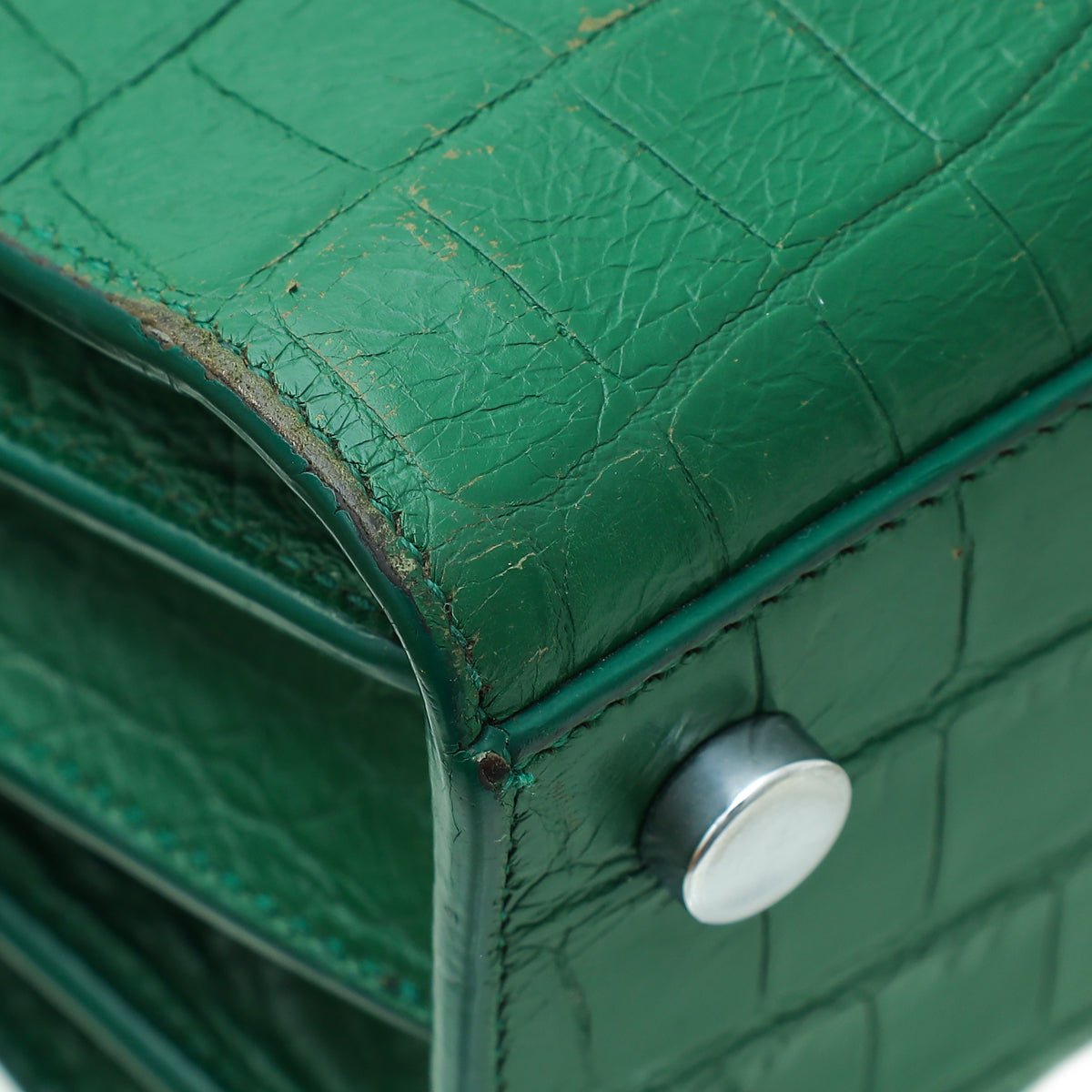 YSL Green Croco Embossed Sac De Jour Nano Bag