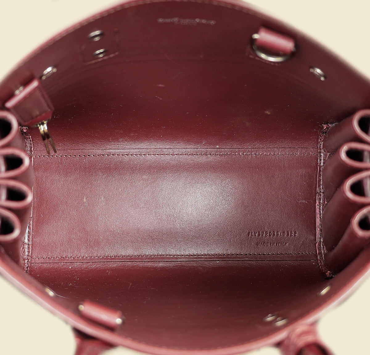 YSL Burgundy Croco Embossed Sac De Jour Nano Bag