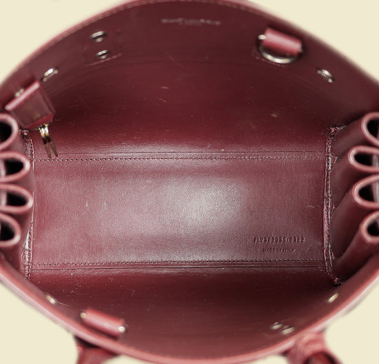 YSL Burgundy Croco Embossed Sac De Jour Nano Bag