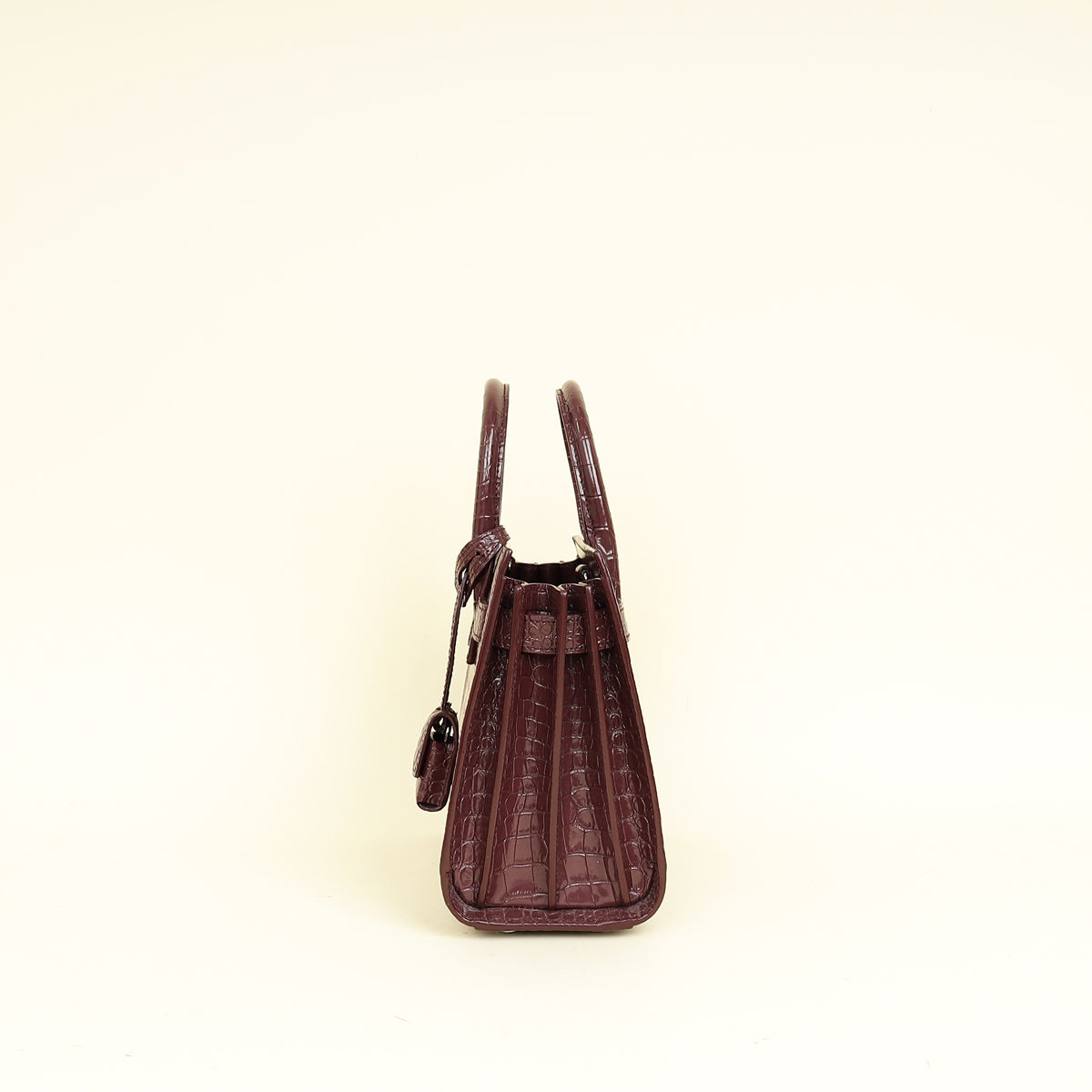 YSL Burgundy Croco Embossed Sac De Jour Nano Bag