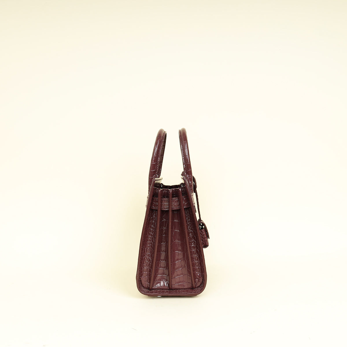 YSL Burgundy Croco Embossed Sac De Jour Nano Bag