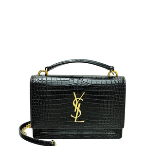 YSL Black Croco محفظة سلسلة غروب الشمس المحفظة