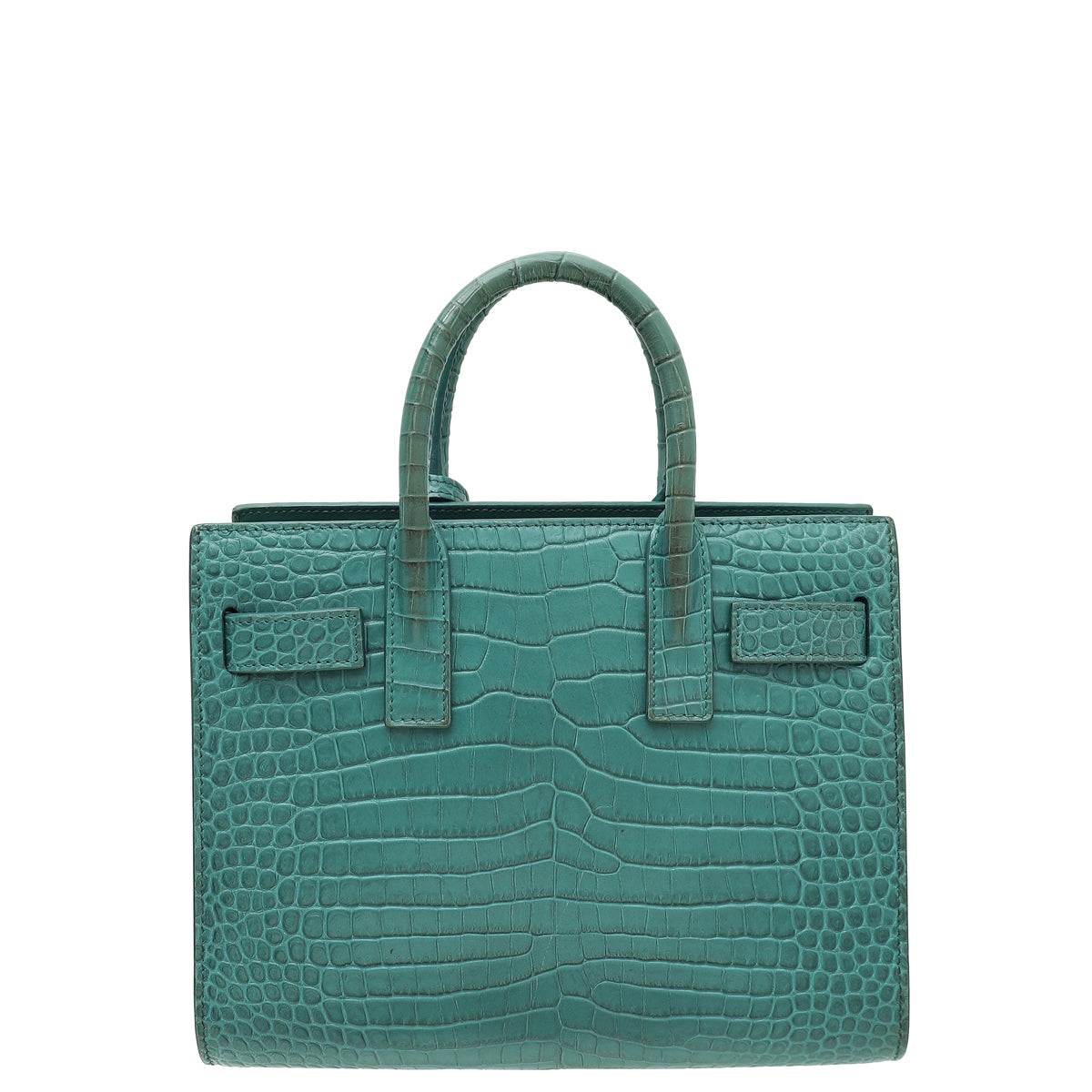 YSL Light Pine Green Croco Embossed Sac De Jour Nano Bag-YSL-THE CLOSET