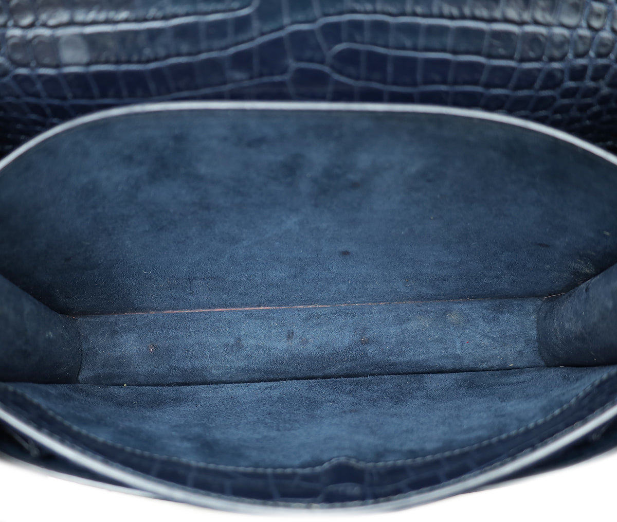 YSL Navy Blue Sunset Croco Embossed Medium Bag