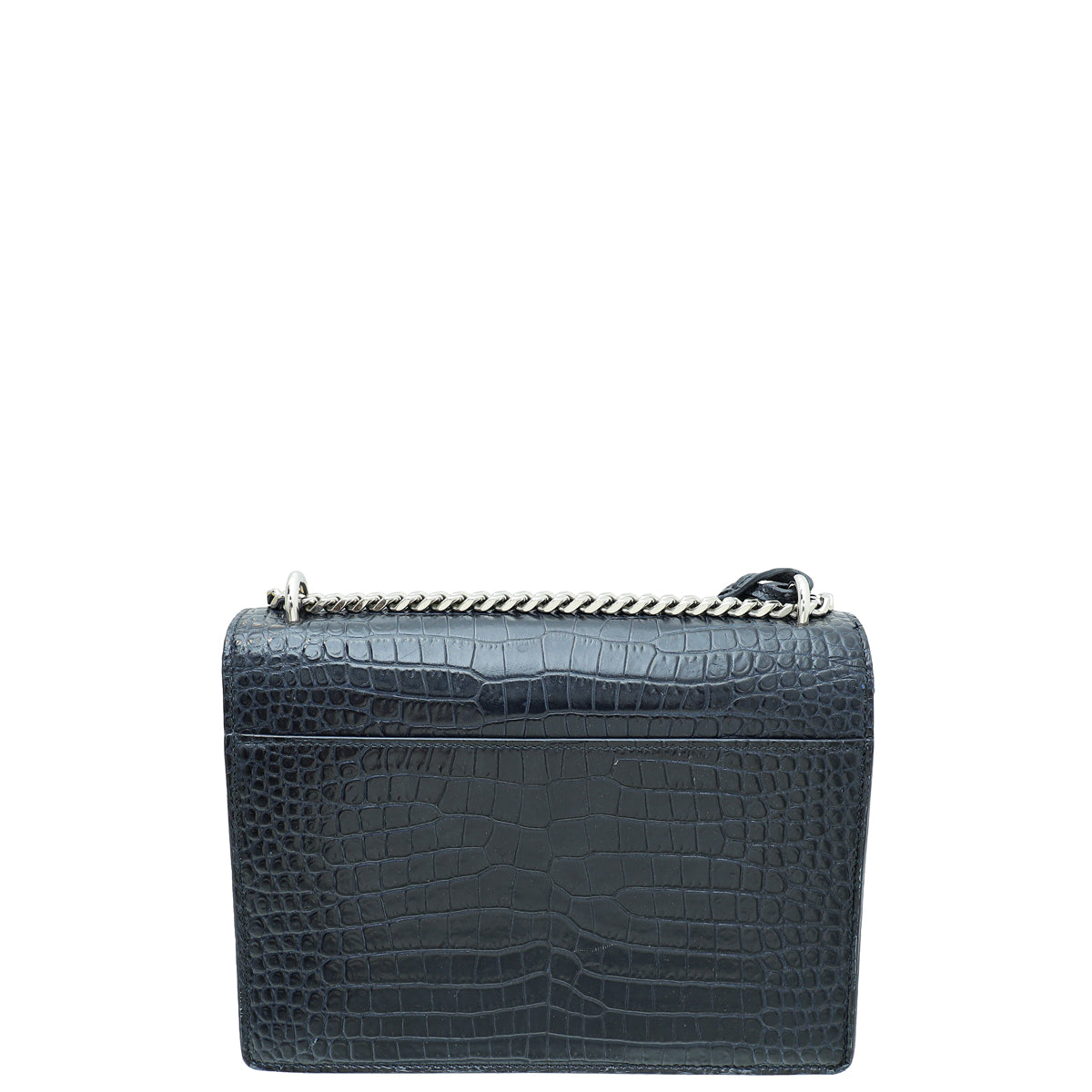 YSL Navy Blue Sunset Croco Embossed Medium Bag-YSL-THE CLOSET