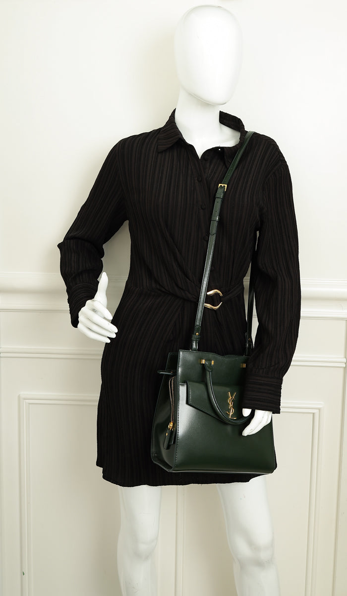 YSL Forest Green Uptown Small Tote Top Handle Bag-YSL-THE CLOSET