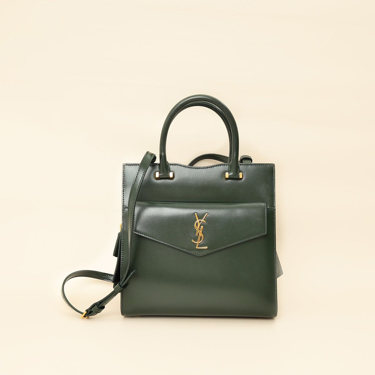 YSL Forest Green Uptown Small Tote Top Handle Bag-YSL-THE CLOSET