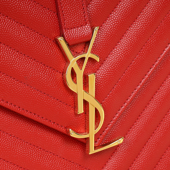 YSL Red Monogram Envelope Satchel Large Bag