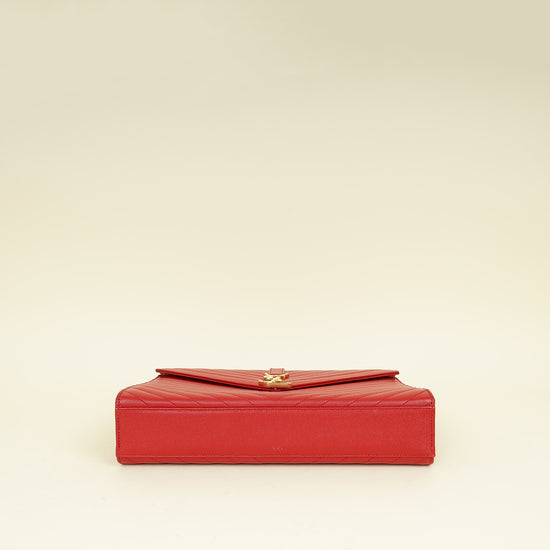 YSL Red Monogram Envelope Satchel Large Bag