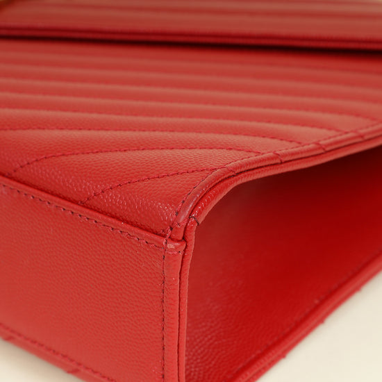 YSL Red Monogram Envelope Satchel Large Bag