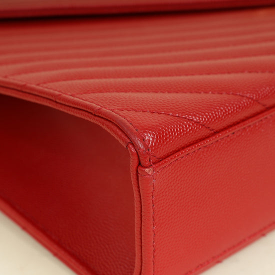 YSL Red Monogram Envelope Satchel Large Bag