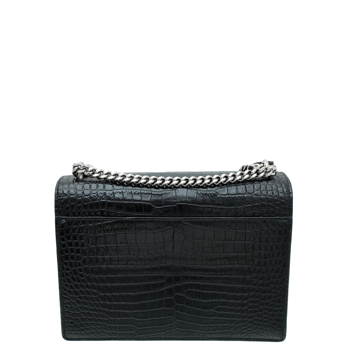YSL Black Croco Embossed Sunset Medium Bag-YSL-THE CLOSET