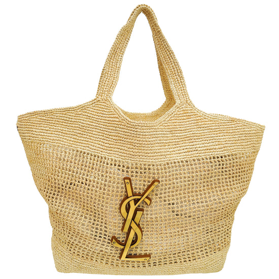 YSL Bicolor ICARE IN RAFFIA Maxi Shopping Tote Bag