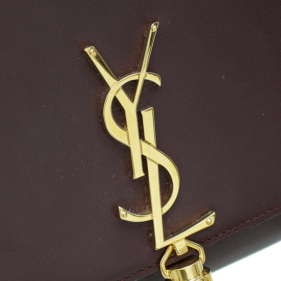 YSL Burgundy Kate Tassel Medium Shoulder Bag