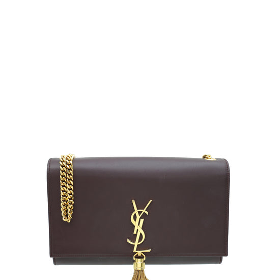 YSL Burgundy Kate Tassel Medium Shoulder Bag