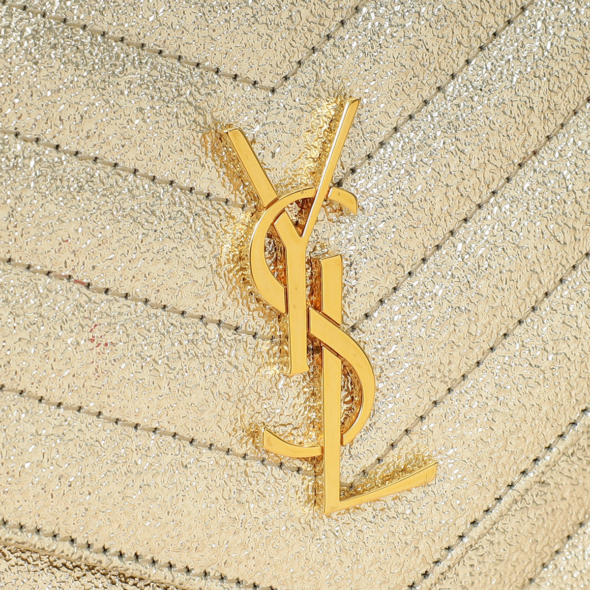YSL Metallic Gold Monogram Chevron Envelope Chain Wallet-YSL-THE CLOSET