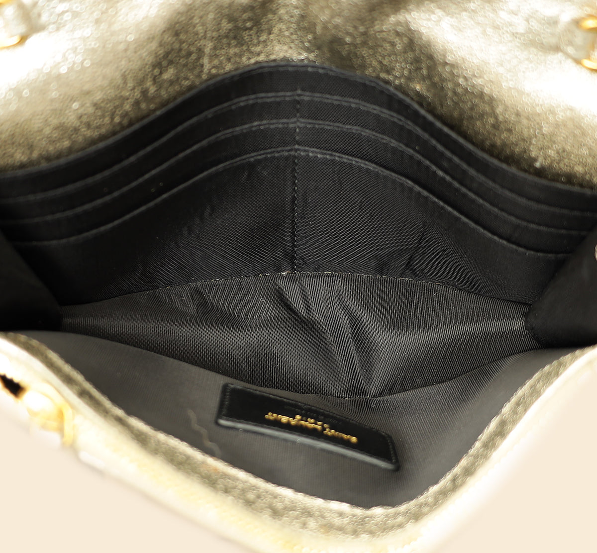 YSL Metallic Gold Monogram Chevron Envelope Chain Wallet-YSL-THE CLOSET