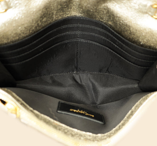 YSL Metallic Gold Monogram Chevron Envelope Chain Wallet-YSL-THE CLOSET