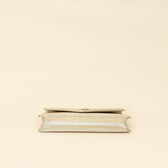 YSL Metallic Gold Monogram Chevron Envelope Chain Wallet-YSL-THE CLOSET