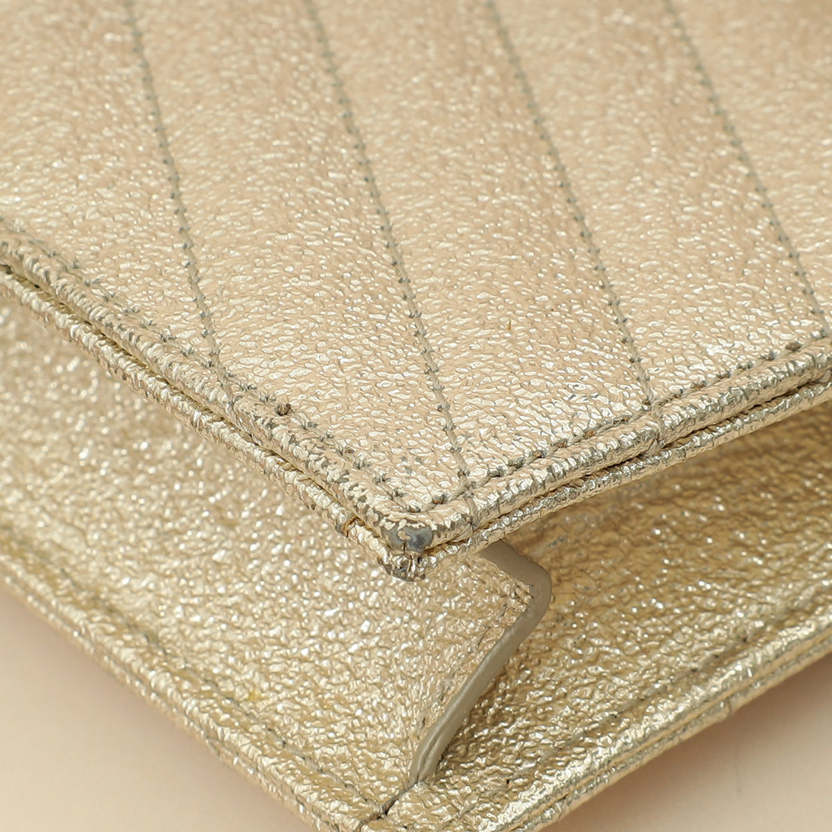 YSL Metallic Gold Monogram Chevron Envelope Chain Wallet-YSL-THE CLOSET