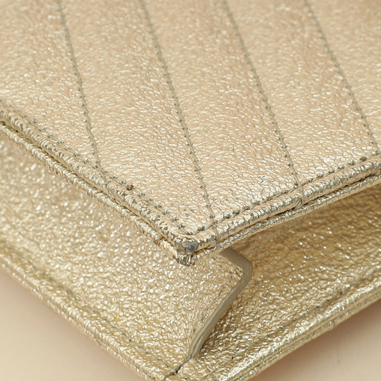 YSL Metallic Gold Monogram Chevron Envelope Chain Wallet-YSL-THE CLOSET