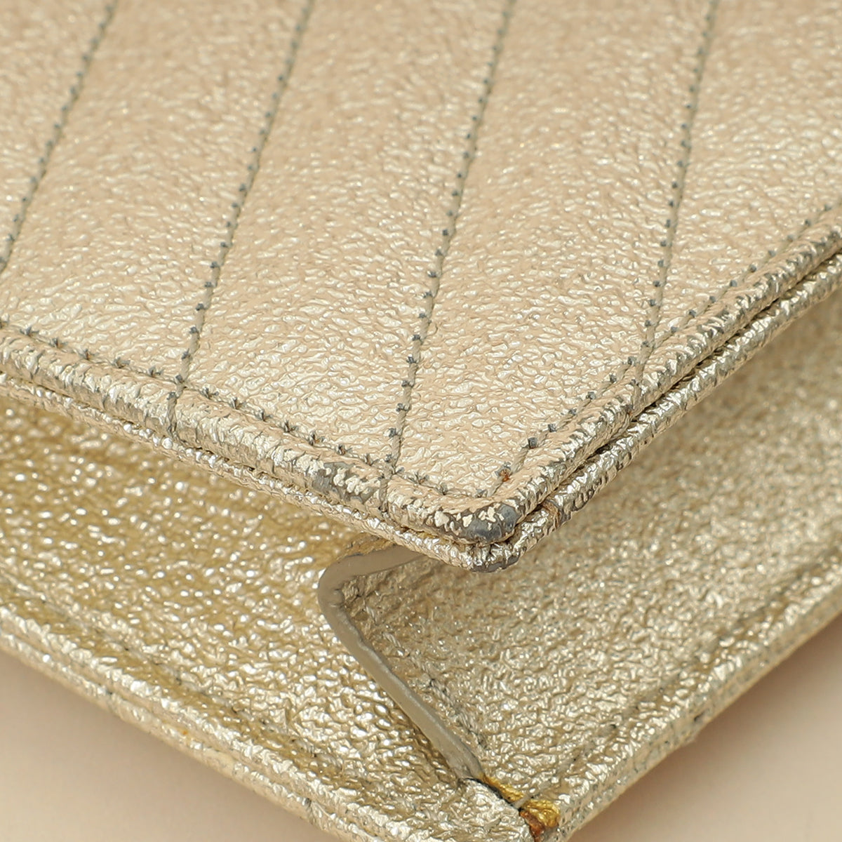 YSL Metallic Gold Monogram Chevron Envelope Chain Wallet-YSL-THE CLOSET