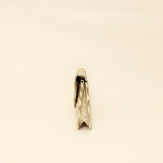 YSL Metallic Gold Monogram Chevron Envelope Chain Wallet-YSL-THE CLOSET