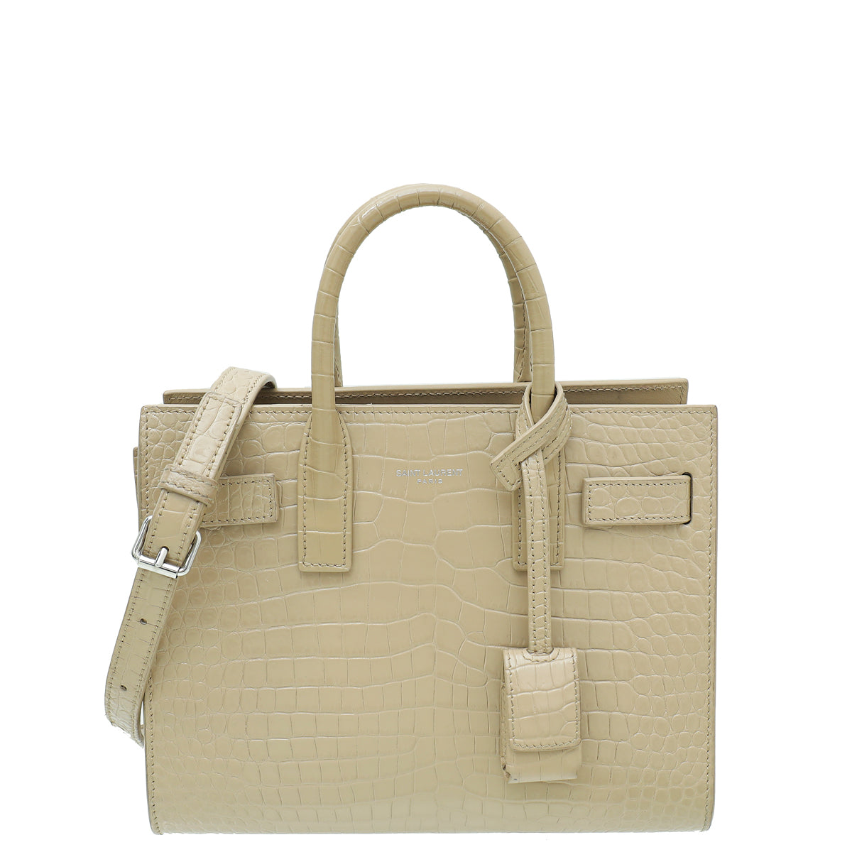 YSL Beige Croc Embossed Sac De Jour Nano Bag-YSL-THE CLOSET