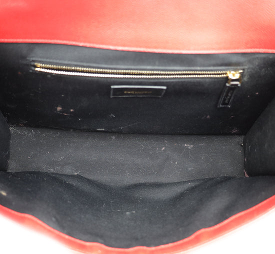 YSL Red Monogram Satchel Large Shoulder Bag