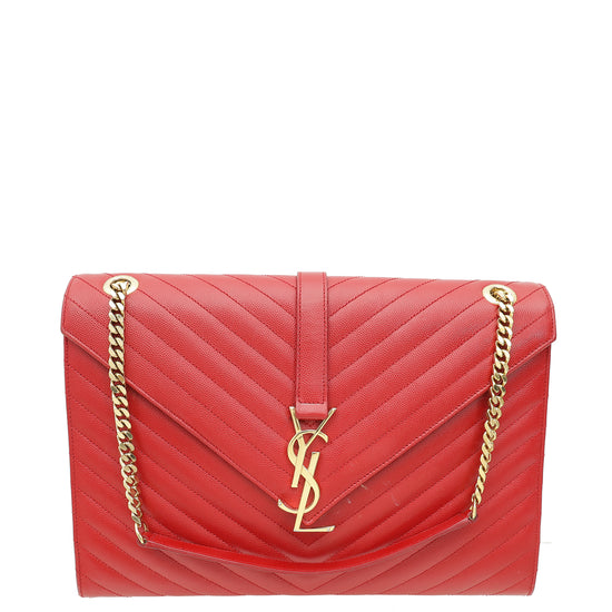 YSL Red Monogram Satchel Large Shoulder Bag