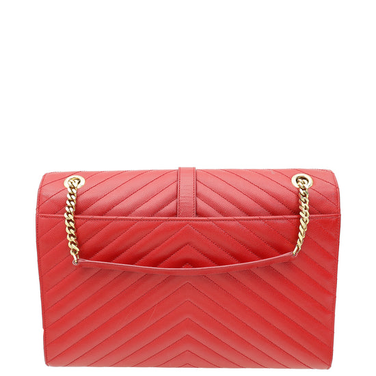 YSL Red Monogram Satchel Large Shoulder Bag