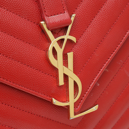 YSL Red Monogram Satchel Large Shoulder Bag