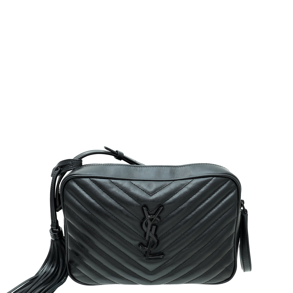 YSL So Black Monogram Lou Camera Tassel Crossbody Bag-YSL-THE CLOSET