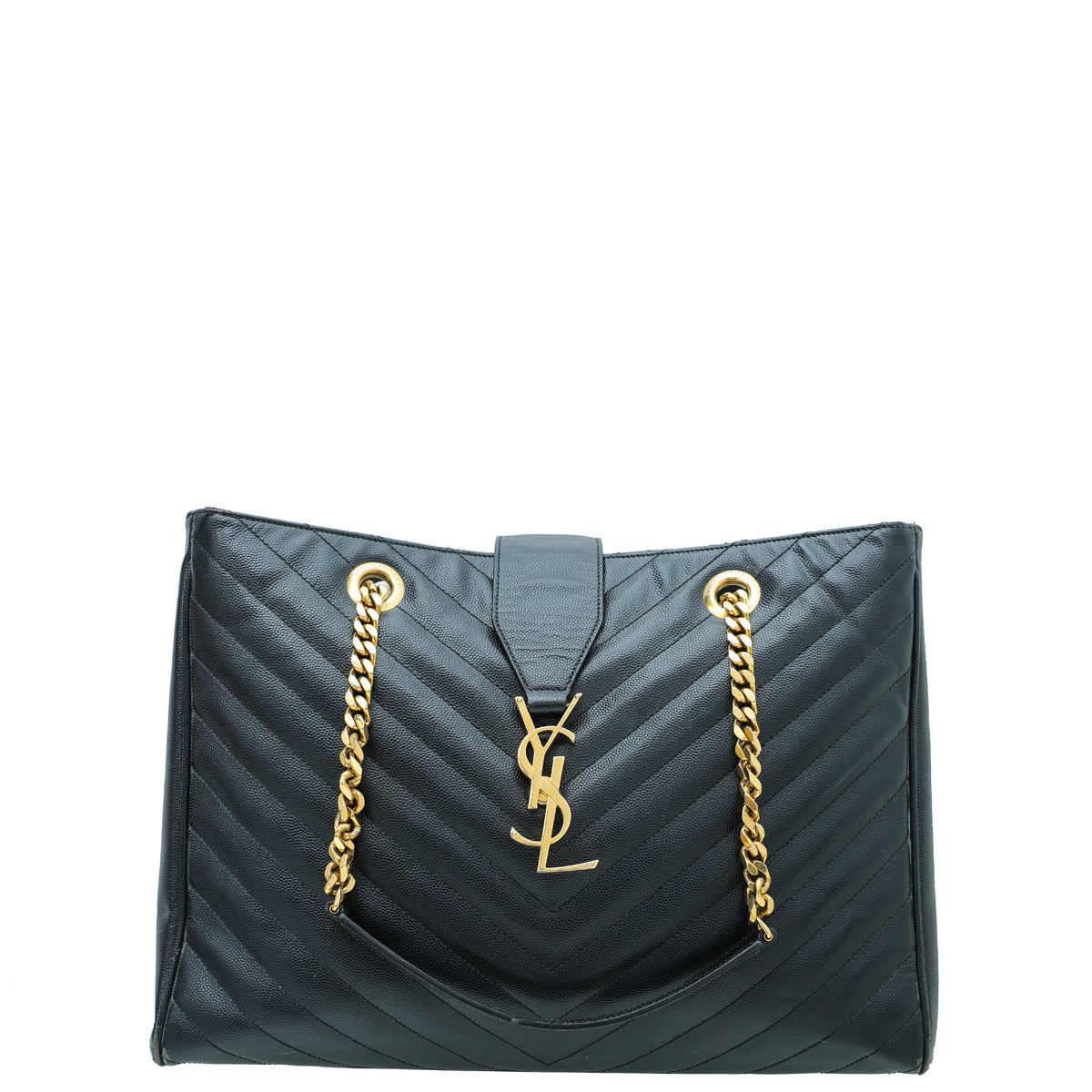 YSL Navy Monogram Shopping Tote Large Bag-YSL-THE CLOSET