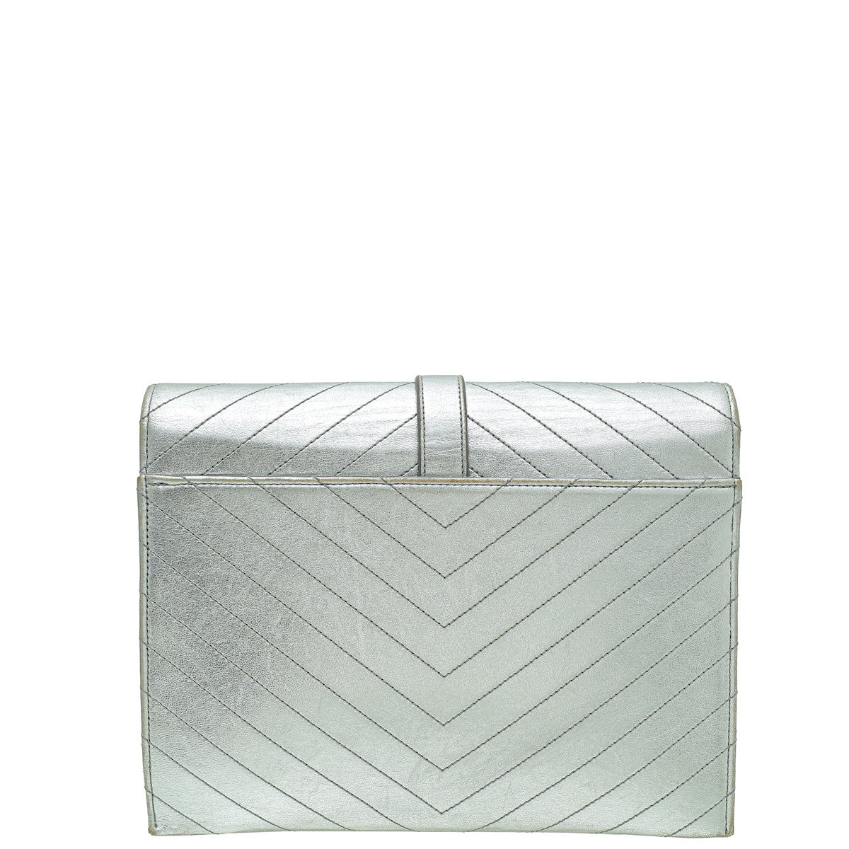 YSL Silver Monogram Chevron Medium Satchel Bag-YSL-THE CLOSET
