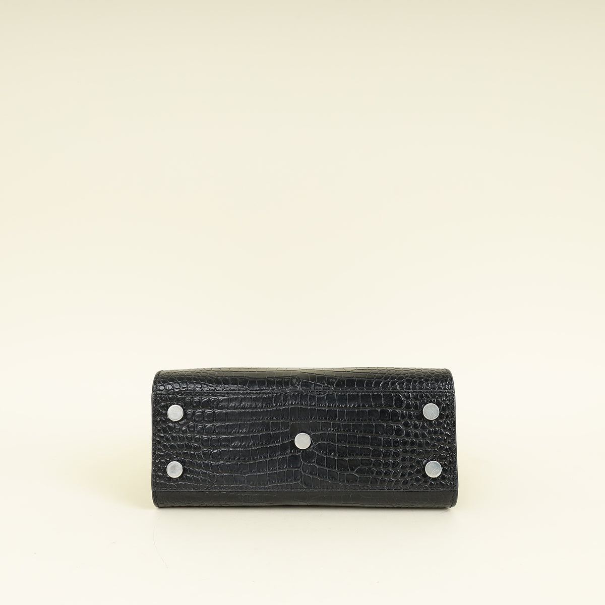 YSL Black Sac De Jour Nano Croco Embossed Bag