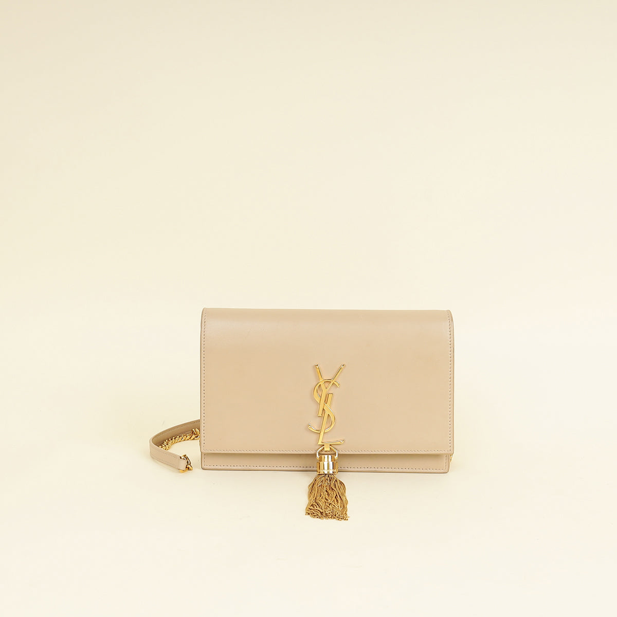 YSL Beige Kate Tassel Chain Wallet-YSL-THE CLOSET