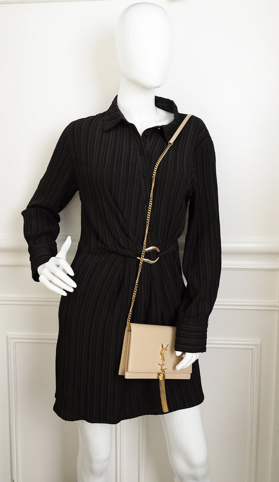 YSL Beige Kate Tassel Chain Wallet-YSL-THE CLOSET