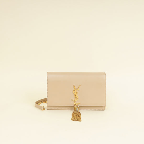 YSL Beige Kate Tassel Chain Wallet-YSL-THE CLOSET