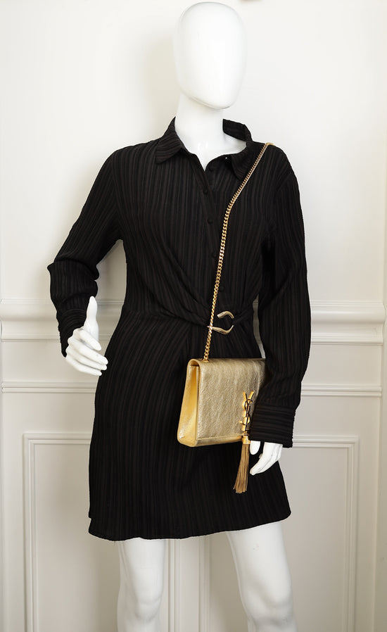 YSL Metallic Gold Kate Tassel Medium Chain Bag-YSL-THE CLOSET