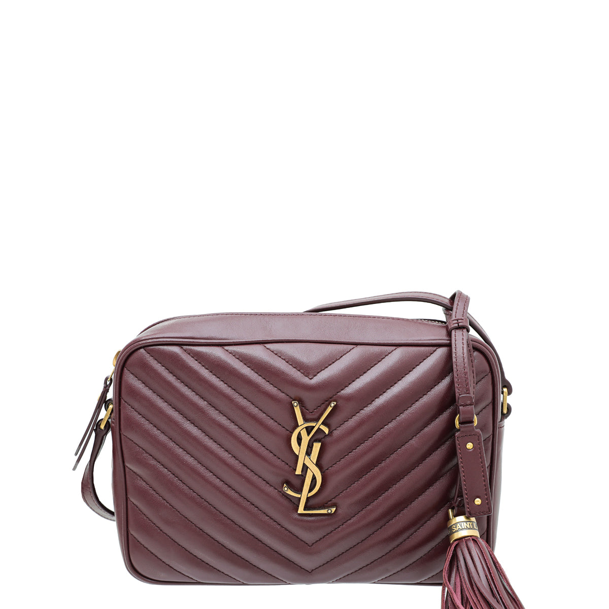 YSL Burgundy Monogram Lou Tassel Camera Bag-YSL-THE CLOSET
