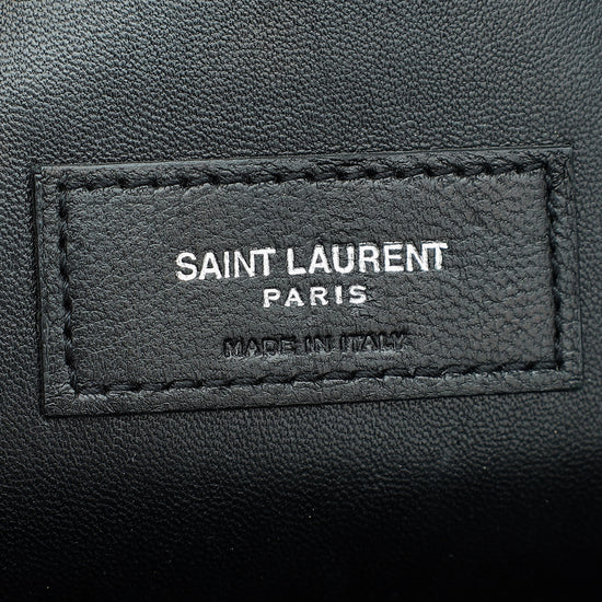 YSL Black Croco Embossed Monogram West Hollywood Fold-Over Medium Bag