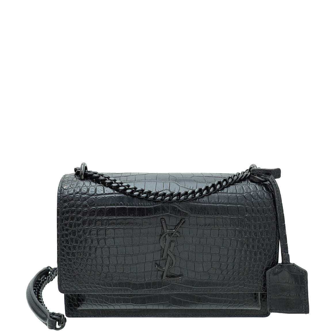 YSL So Black Sunset Croc Embossed Medium Bag-YSL-THE CLOSET
