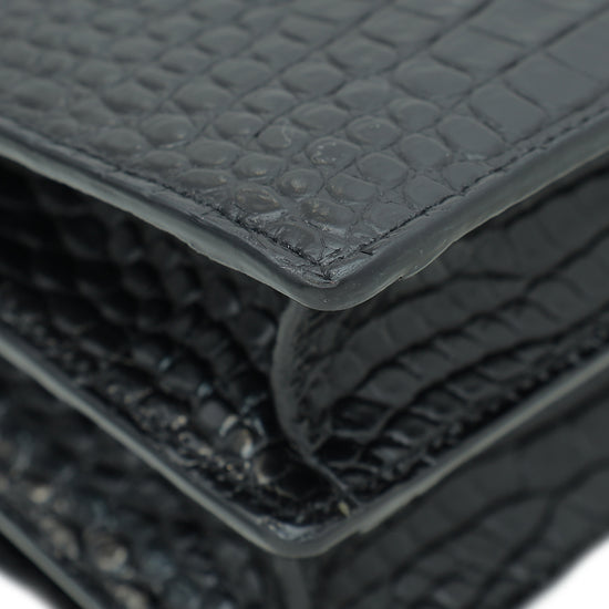YSL So Black Sunset Croc Embossed Medium Bag