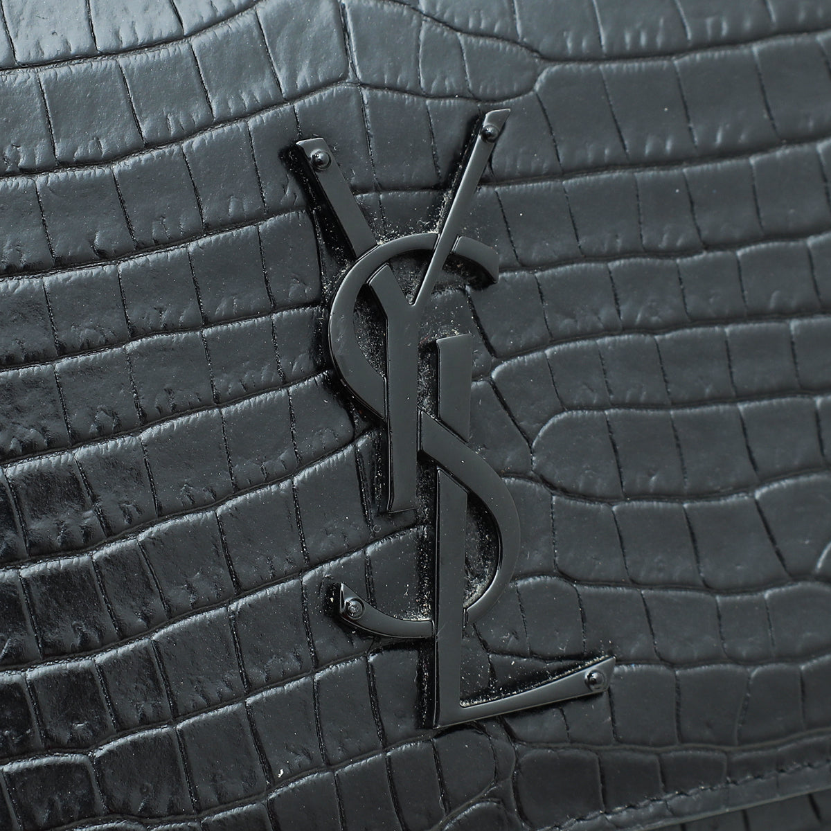 YSL So Black Sunset Croc Embossed Medium Bag