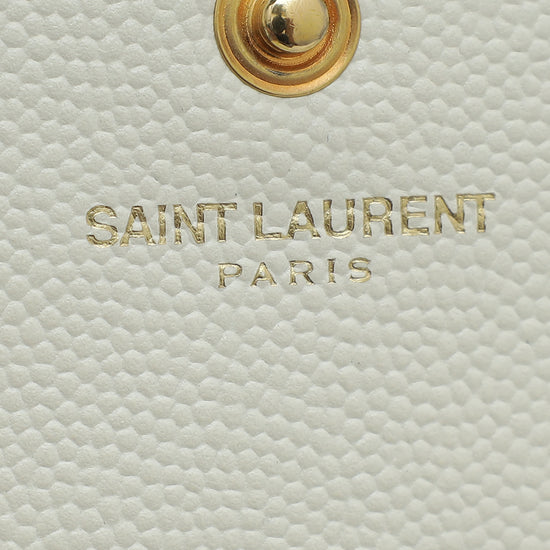 YSL White Monogram Cassandre Chain Wallet